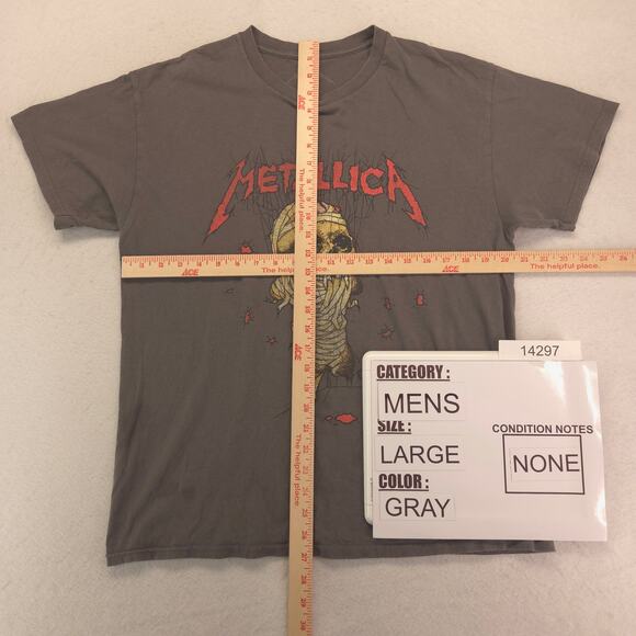 Metallica Band Crew Neck Graphic Short Sleeve T Shirt Mens Size Large L Gray - Picture 5 of 9
